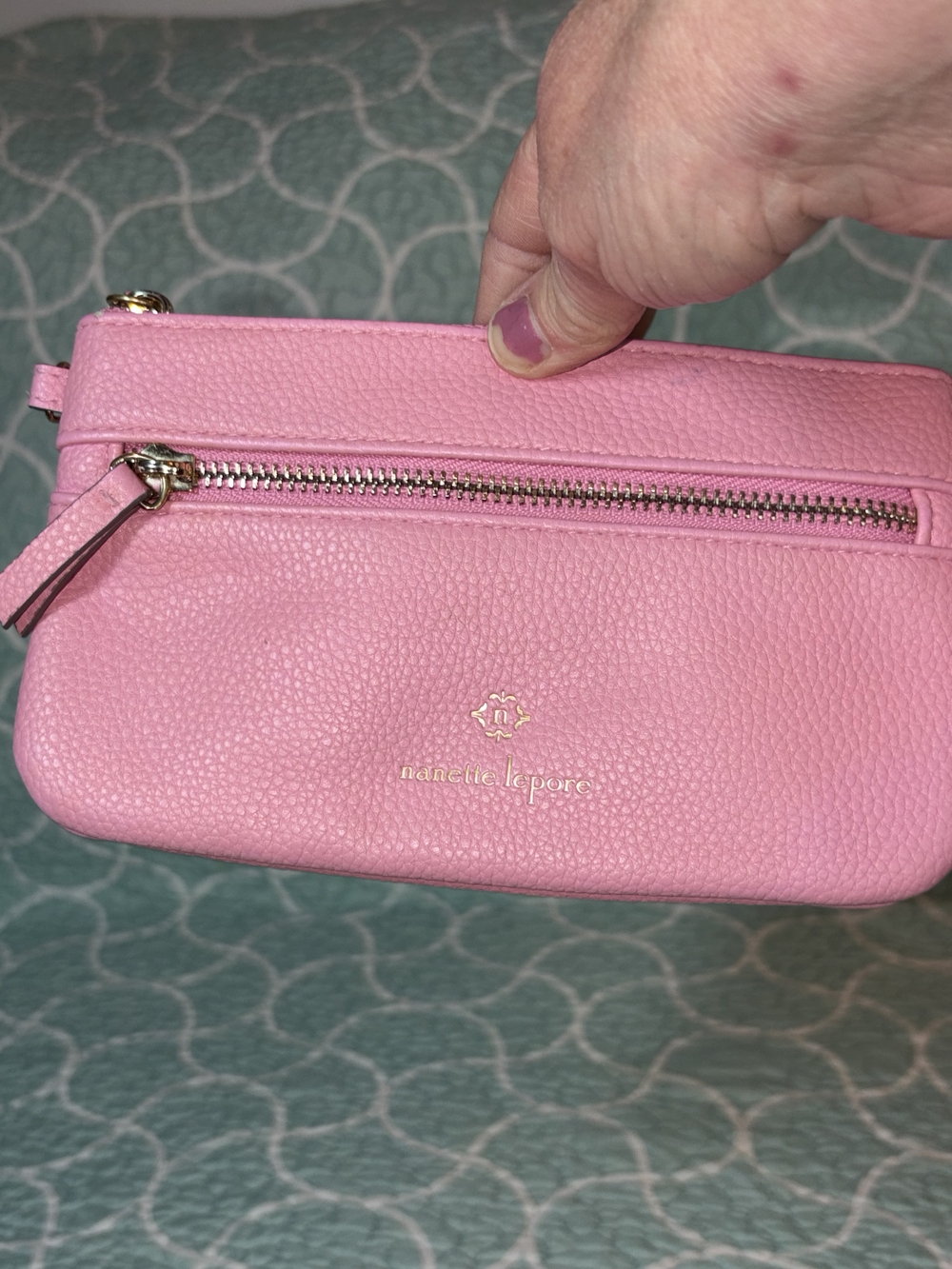 Nanette Lepore Pink Pebble Leather Wristlet